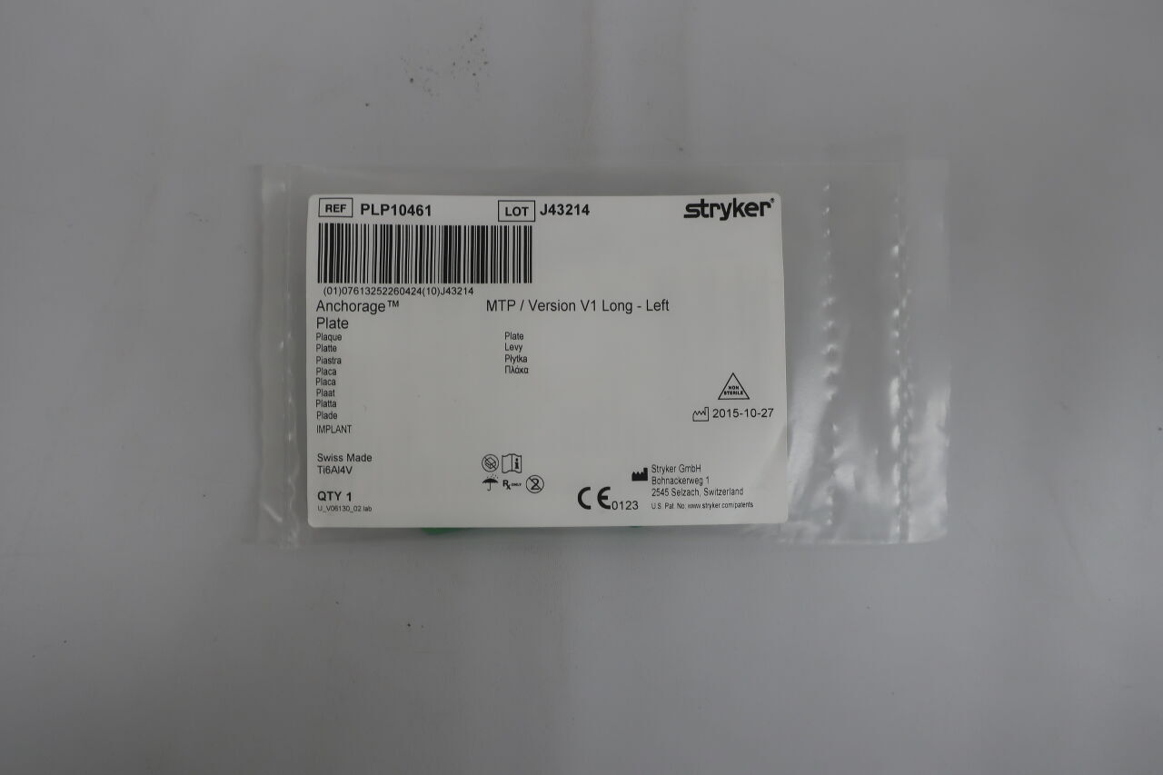 PLP10461 - STRYKER - ANCHORAGE Plate MTP/Version V1 Long, left, (EA) - ( Expiry Date: 2030-01-02 )
