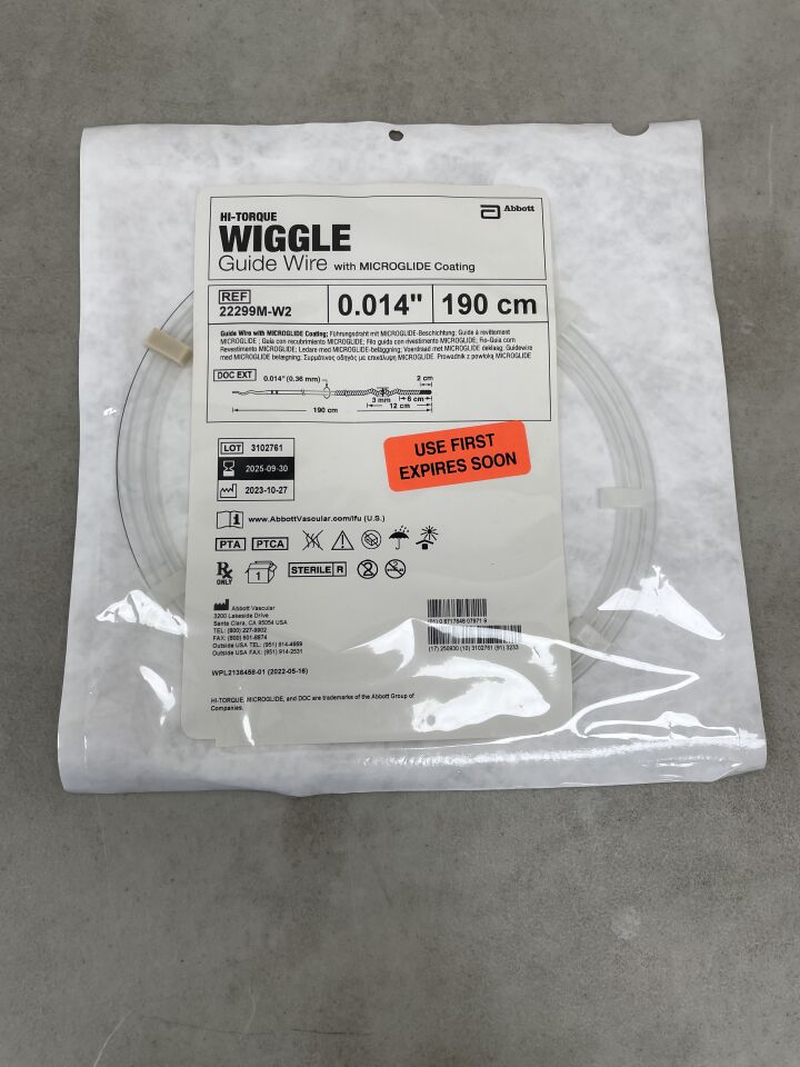 22299M-W2 - ABBOTT - Hi-Torque Wiggle Guide Wire, MicroGlide: 0.014" x 190cm, 2cm Tip, (EA) - ( Expiry Date: 2025-09-30 )