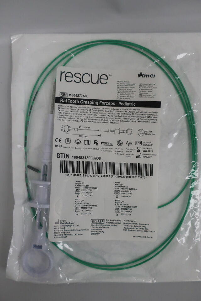 M00527750 - ANREI MEDICAL - Rat Tooth Grasping Forceps Pediatric, 4.5mm x 180cm, (EA) - ( Expiry Date: 2026-02-19 )