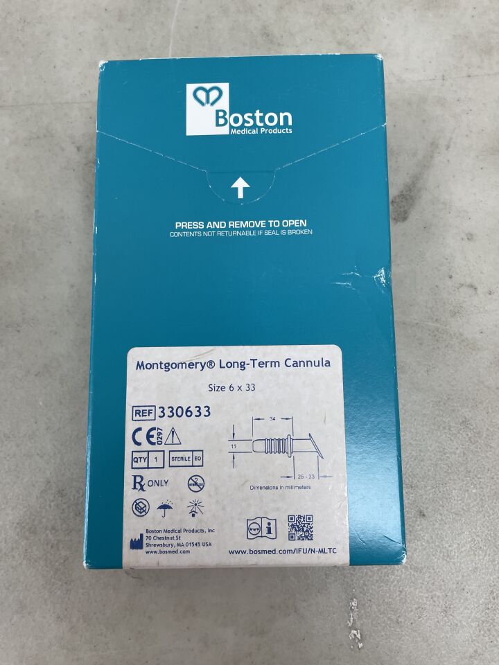 330633 - BOSTON MEDICAL - Montgomery Long-Term Cannula, 6 x 33mm, (BX/1) - ( Expiry Date: 2025-12-31 )