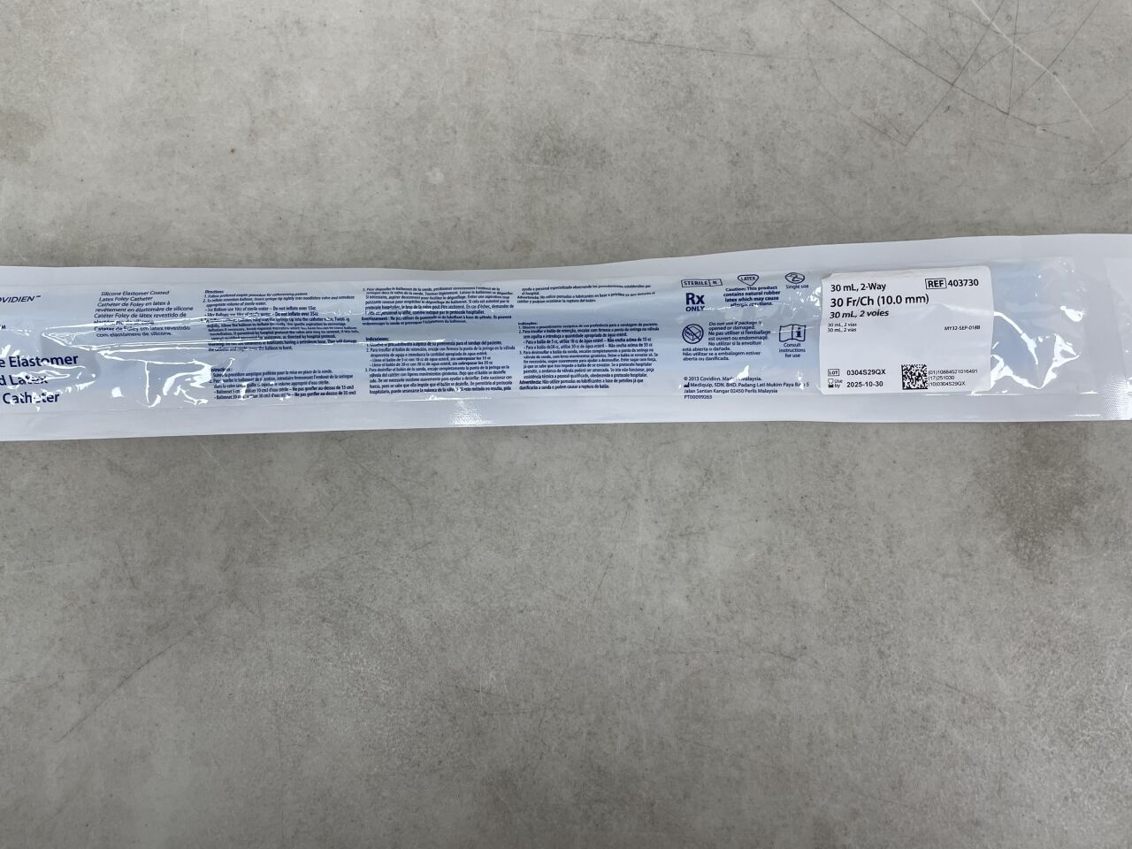 403730 - COVIDIEN - Dover Silicone Elastomer Coated Latex Foley Catheter, 30Fr/Ch, 30 mL, 2-Way, (EA) - ( Expiry Date: 2025-10-30 )