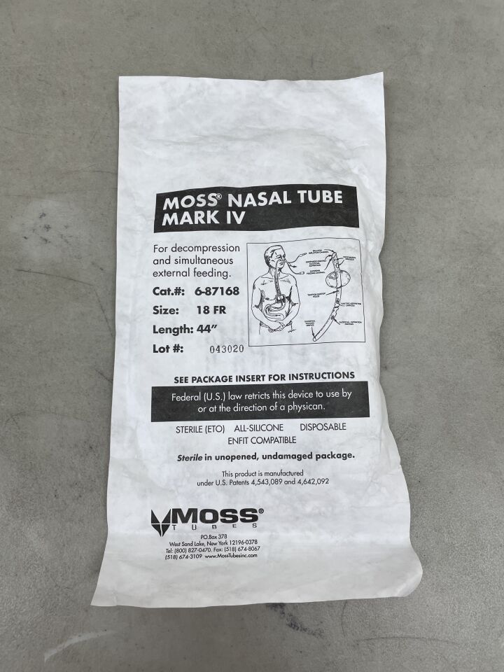 6-87168 - MOSS TUBES - Mark IV Nasal Tube, 18Fr, (EA) - ( Expiry Date: 2023-05-01 )