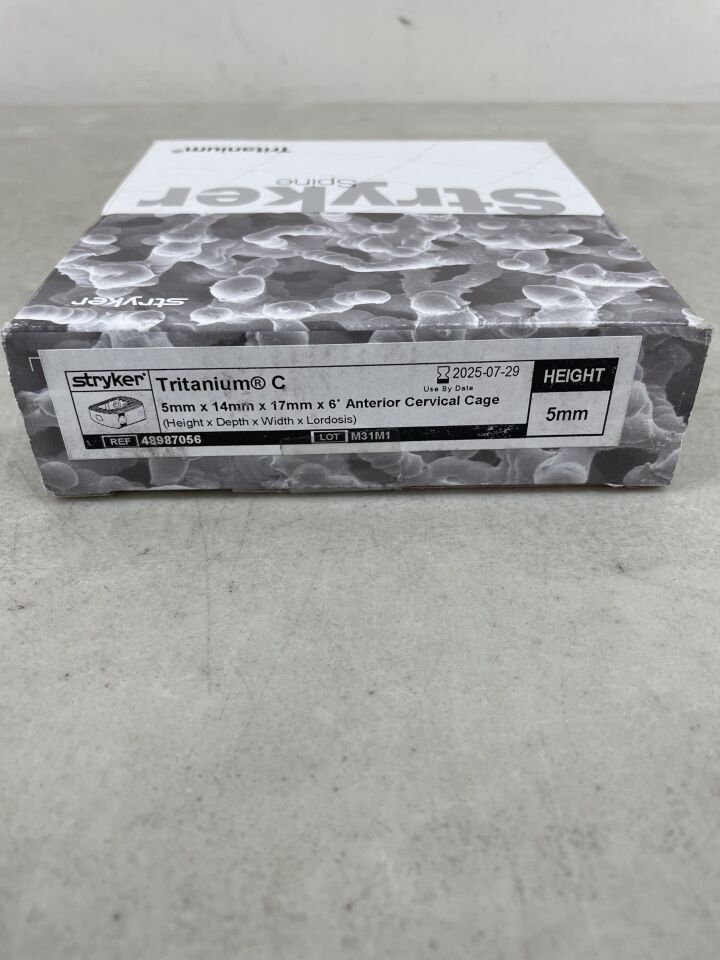 48987056 - STRYKER - Tritanium C Anterior Cervical Cage 5mm x 14mm x 17mm x 6 Degrees, (BX/1) - ( Expiry Date: 2025-07-29 )