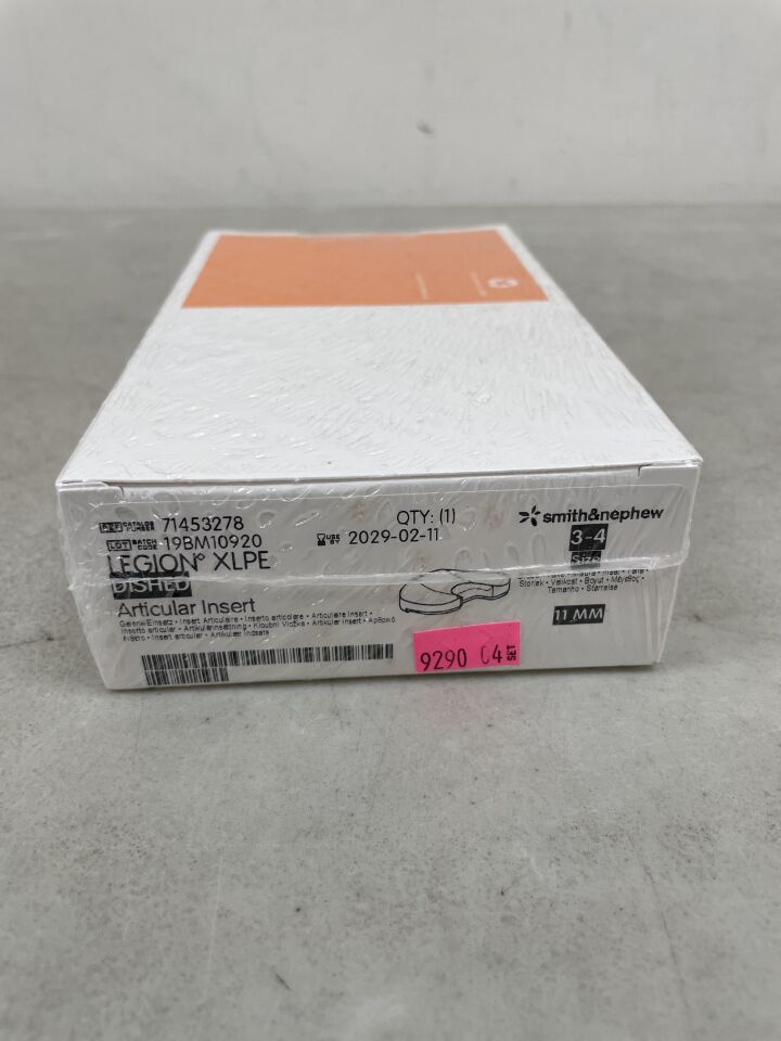 71453278 - SMITH & NEPHEW - LEGION High Flex High Cross Linked Polyethylene Dished Insert, Size - 3-4, 11mm, (BX/1)