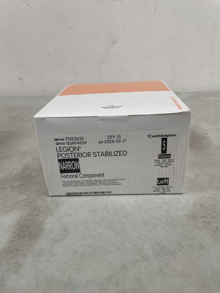 71933650 - SMITH & NEPHEW - LEGION Posterior Stabilized Narrow Femoral Component, Left, Size - 5, (BX/1)