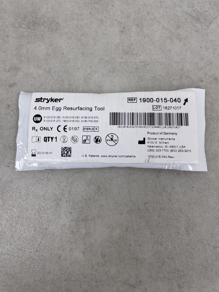 1900-015-040 - STRYKER - Egg Resurfacing Tool, 4 mm, (EA) - ( Expiry Date: 2023-09-01 )