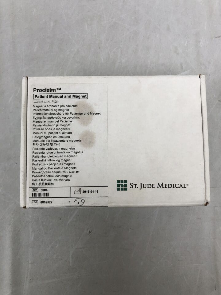 3884 - ST JUDE MEDICAL - proclaim patient manual and magnet, (BX/1)