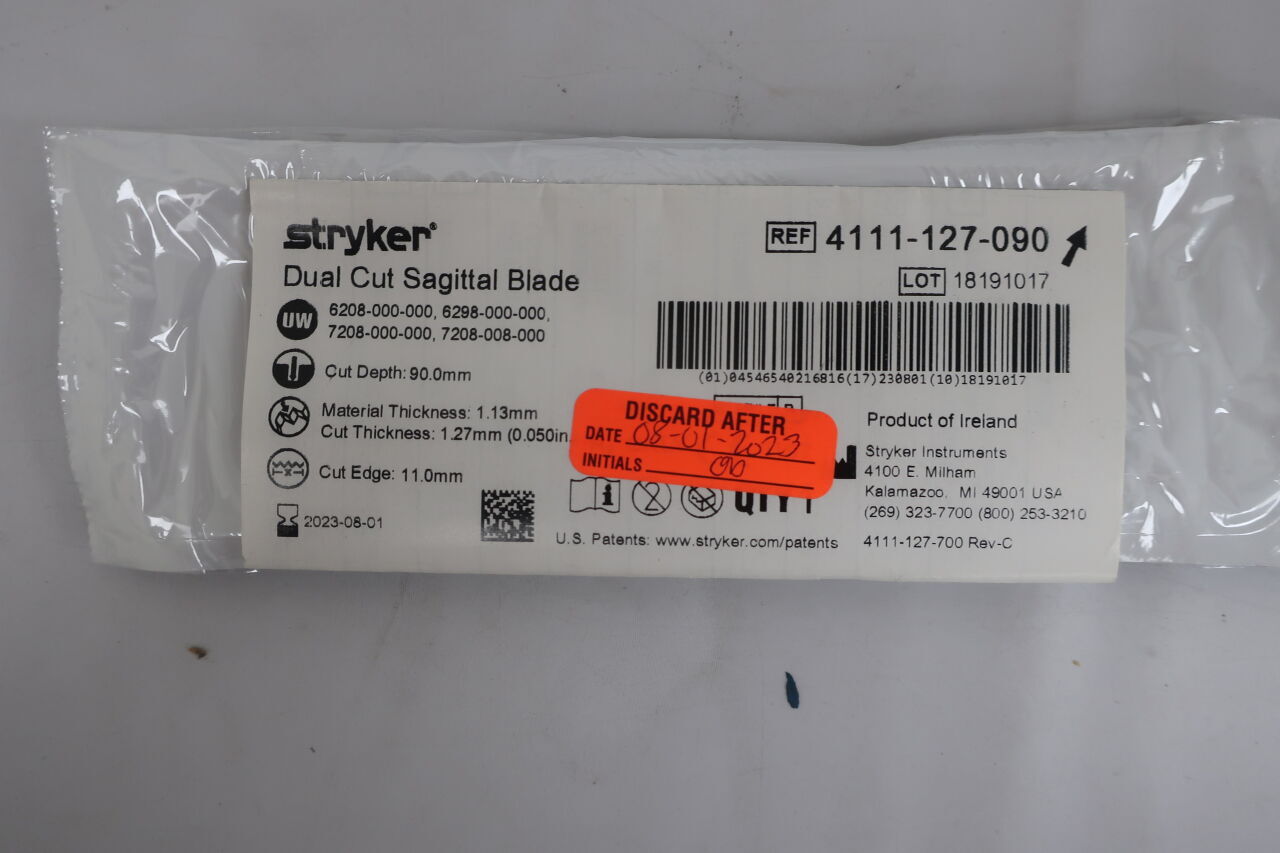 4111-127-090 - STRYKER - Dual Cut Sagittal Saw Blade, 90 L x 11 mm W, (EA) - ( Expiry Date: 2024-05-01 )
