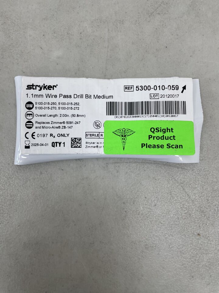 5300-010-059 - STRYKER - 1.1mm wire pass drill bit medium , (EA) - ( Expiry Date: 2025-04-01 )