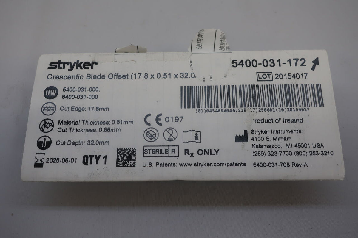 5400-031-172 - STRYKER - Crescentic Offset Blade, 18.5 mm Cut Edge, (EA)