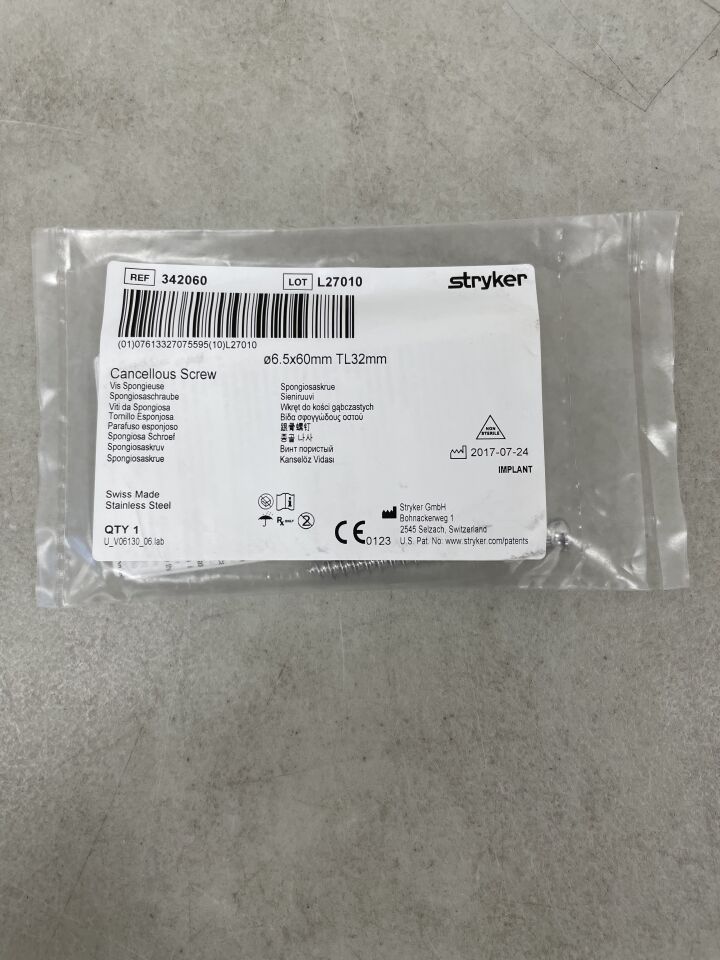 342060 - STRYKER - Cancellous Screw, 6.5 x 60mm, (EA)