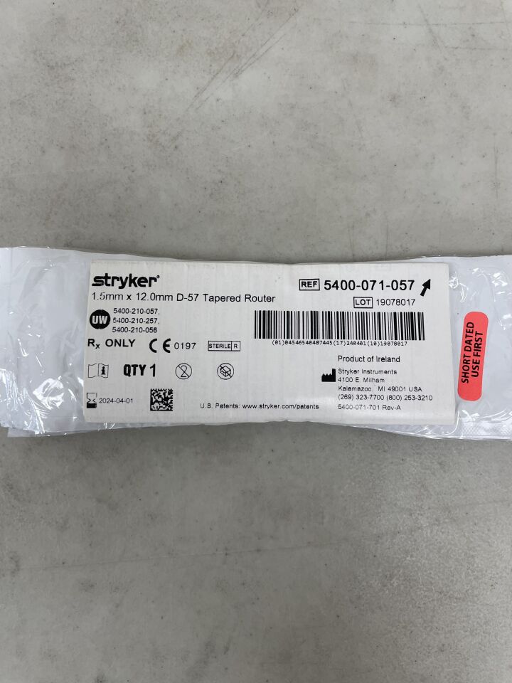 5400-071-057 - STRYKER - D-57 Tapered Router 1.5mm x 12mm, Core Maestro, (EA) - ( Expiry Date: 2024-04-01 )