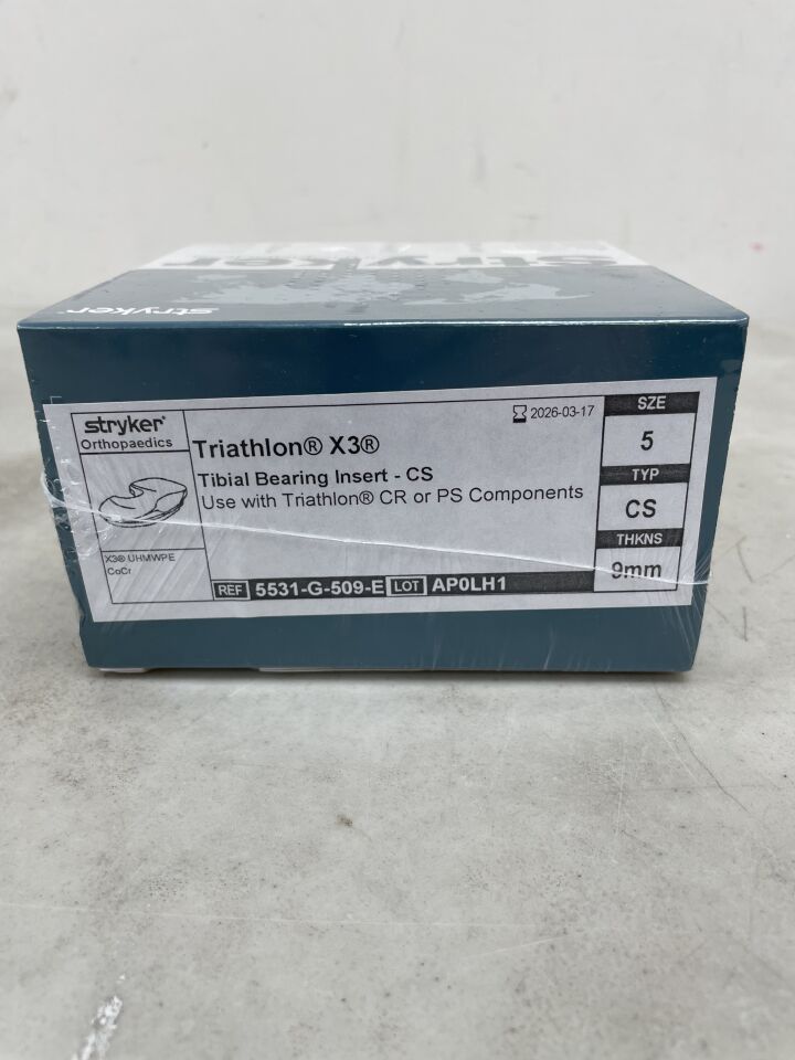5531-G-509-E - STRYKER - Triathlon CS Tibial Bearing Insert, 5 Size, (BX/1) - ( Expiry Date: 2026-03-17 )