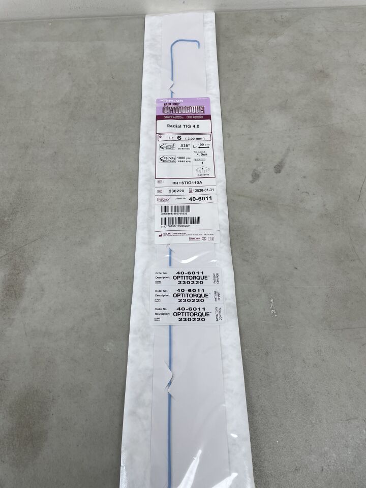 40-6011 - TERUMO - Optitorque 6F Coronary Diagnostic Catheter Radial, 100cm TIG4.0, 1 SH, (EA) - ( Expiry Date: 2026-01-31 )