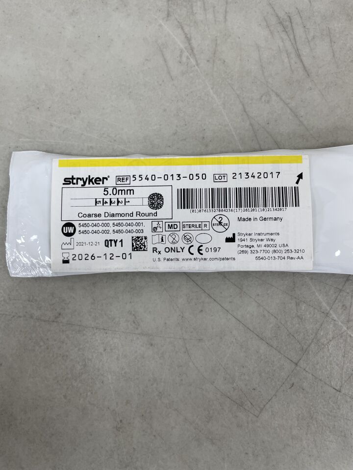 5540-013-050 - STRYKER - Coarse Diamond Burr, 5 mm Head Diameter, (EA)