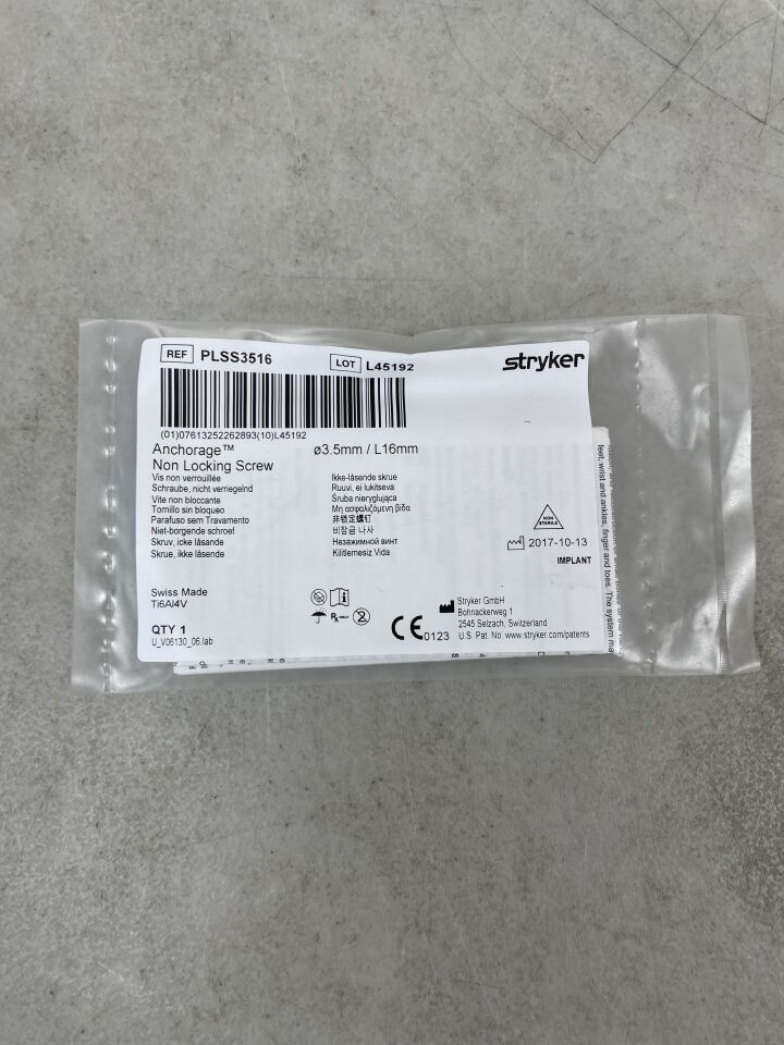 PLSS3516 - STRYKER - Anchorage Non-Locking Screw, 3.5 dia. x 16 mm Length, (EA)