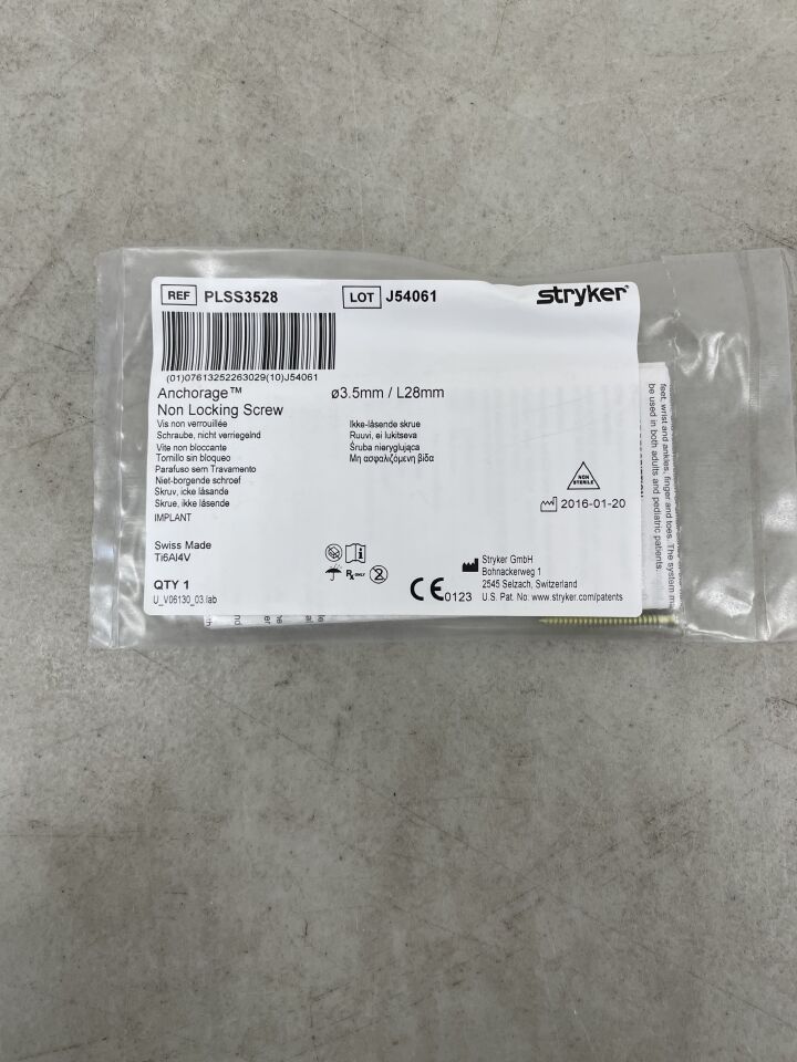 PLSS3528 - STRYKER - Anchorage Non-Locking Screw, 3.5 dia. x 28 mm Length, (EA)
