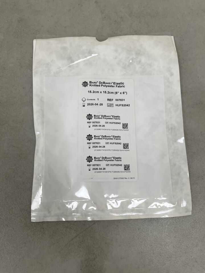 7831 - BARD - DeBakey Elastic Knitted Polyester Fabric 6" x 6", (EA) - ( Expiry Date: 2026-04-28 )