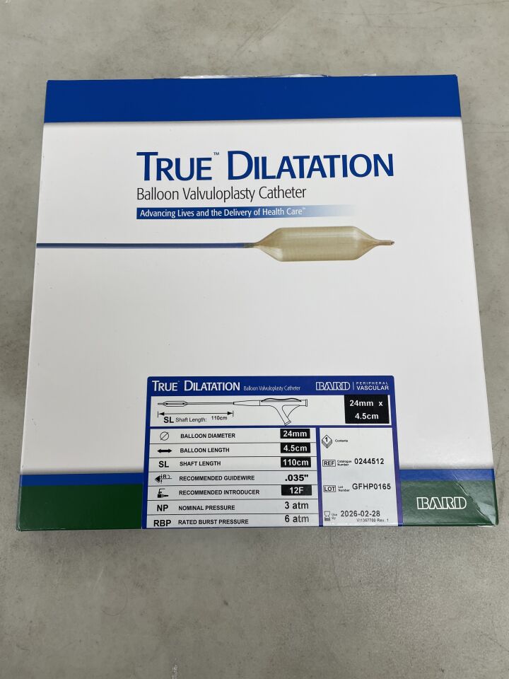 0244512 - BARD - True Dilatation Balloon Valvuloplasty Catheter- 24mm x 4.5cm x 110cm x 12Fr, (BX/1) - ( Expiry Date: 2026-02-28 )