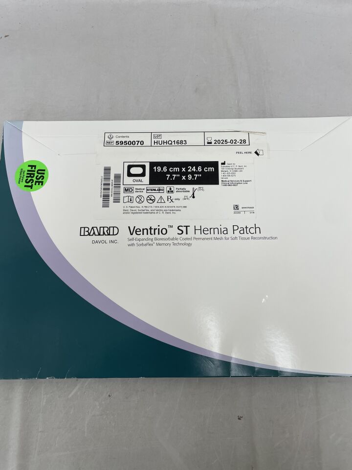 5950070 - BARD - Mesh Ventrio ST Hernia Patch, Extra Large Oval 19.6cm x 24.6cm, (BX/1) - ( Expiry Date: 2026-01-28 )