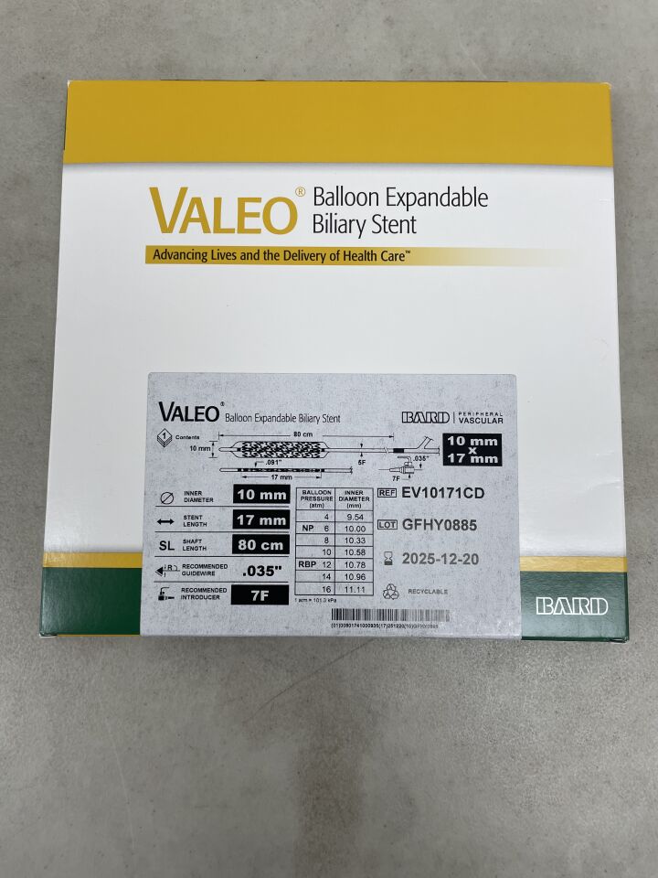 EV10171CD - BARD - VALEO Balloon Expandable Biliary Stent - 10mm x 17mm x 80cm, (BX/1) - ( Expiry Date: 2025-12-20 )