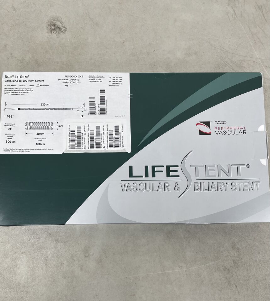 EX060403CS - BARD - LifeStent Vascular & Biliary Stent System - 6mm x 40mm x 130cm, (BX/1) - ( Expiry Date: 2026-01-05 )