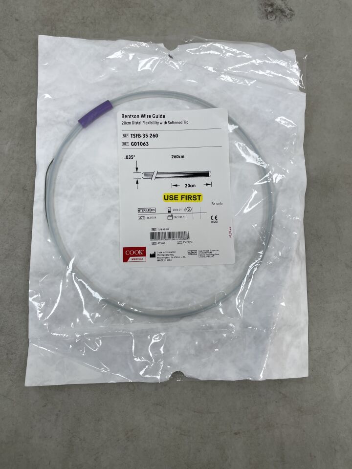 G01063 - COOK - Bentson Standard Wire Guide, 0.035 in. dia. x 260 cm Length, (EA) - ( Expiry Date: 2026-01-11 )
