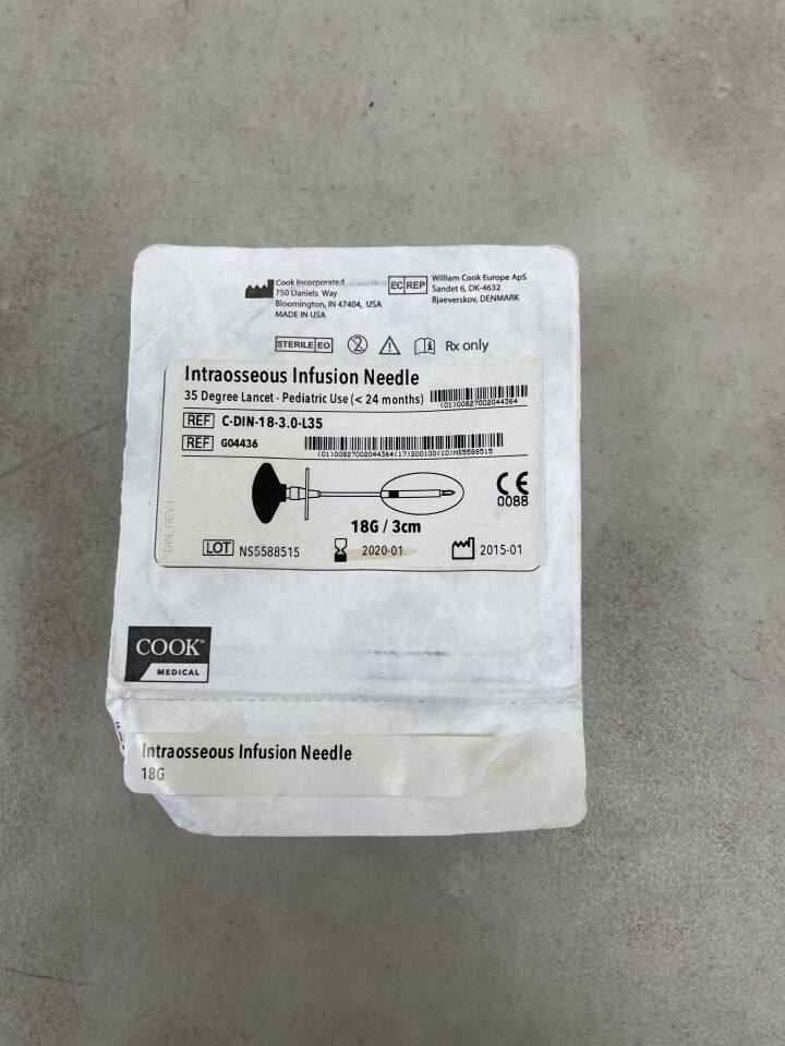 G04436 - COOK - Intraosseous Infusion Needle, 35 Degree Lancet, 18G x 3cm, (EA) - ( Expiry Date: 2020-01-31 )