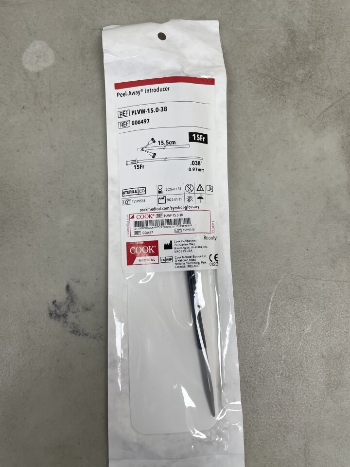 G06497 - COOK - Peel-Away Introducer - 15Fr x .038" x 15.5cm, (EA) - ( Expiry Date: 2026-01-31 )