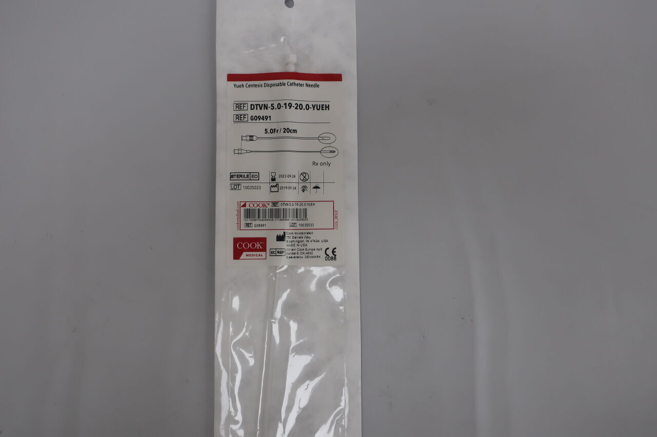 G09491 - COOK - Yueh Centesis Disposable Catheter Needle - DTVN-5.0-19-20.0-YUEH - 5Fr x 20cm, (EA) - ( Expiry Date: 2025-08-22 )