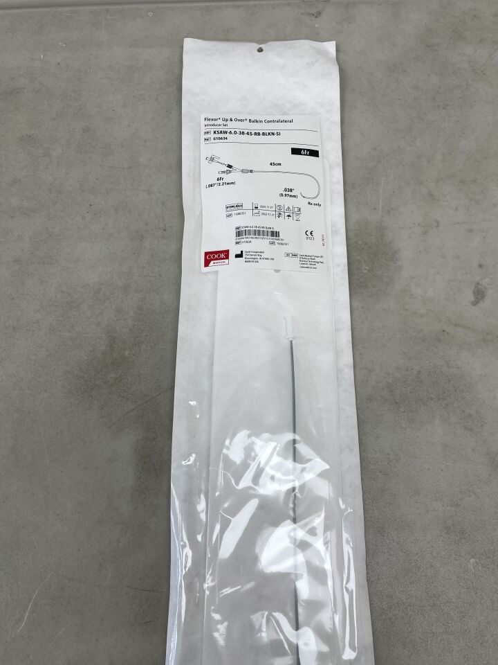 G10634 - COOK - Flexor Up & Over Balkin Contralateral Introducer Set - 6Fr x .038" x 45cm, (EA) - ( Expiry Date: 2025-11-21 )