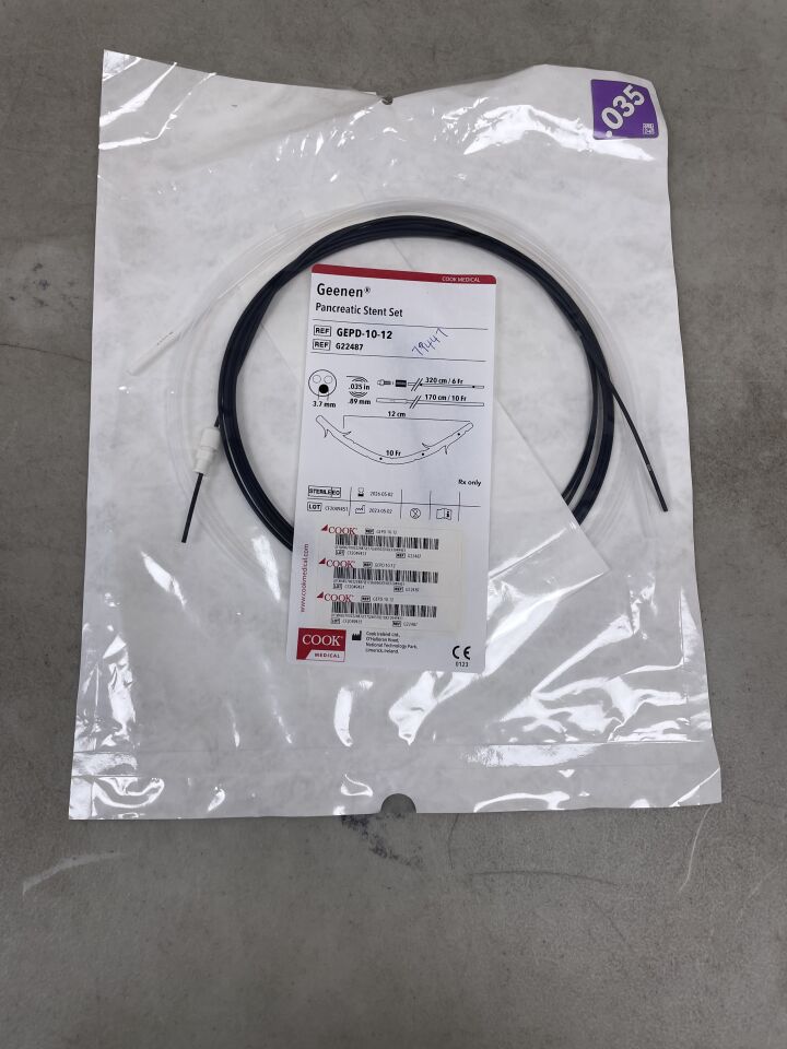 G22487 - COOK - Geenen Pancreatic Stent - 10Fr x 12cm, (EA) - ( Expiry Date: 2026-05-02 )