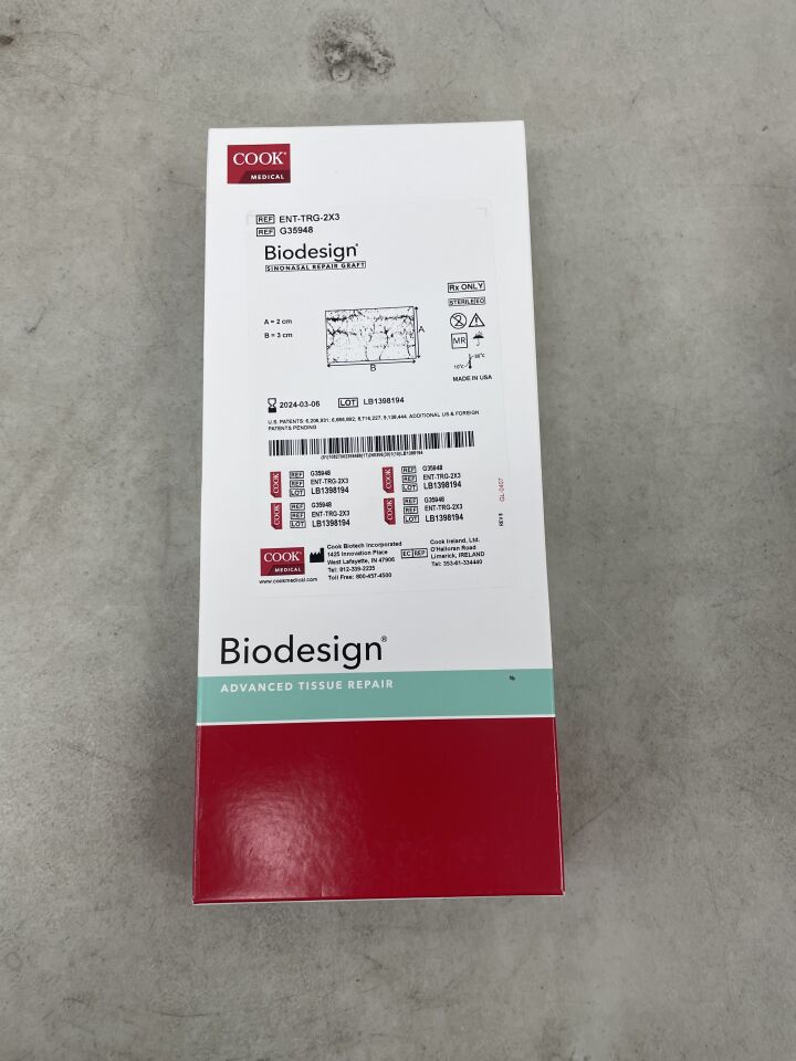 G35948 - COOK - Biodesign Sinonasal Repair Graft 2cm x 3cm (No Box), (BX/1) - ( Expiry Date: 2024-03-06 )