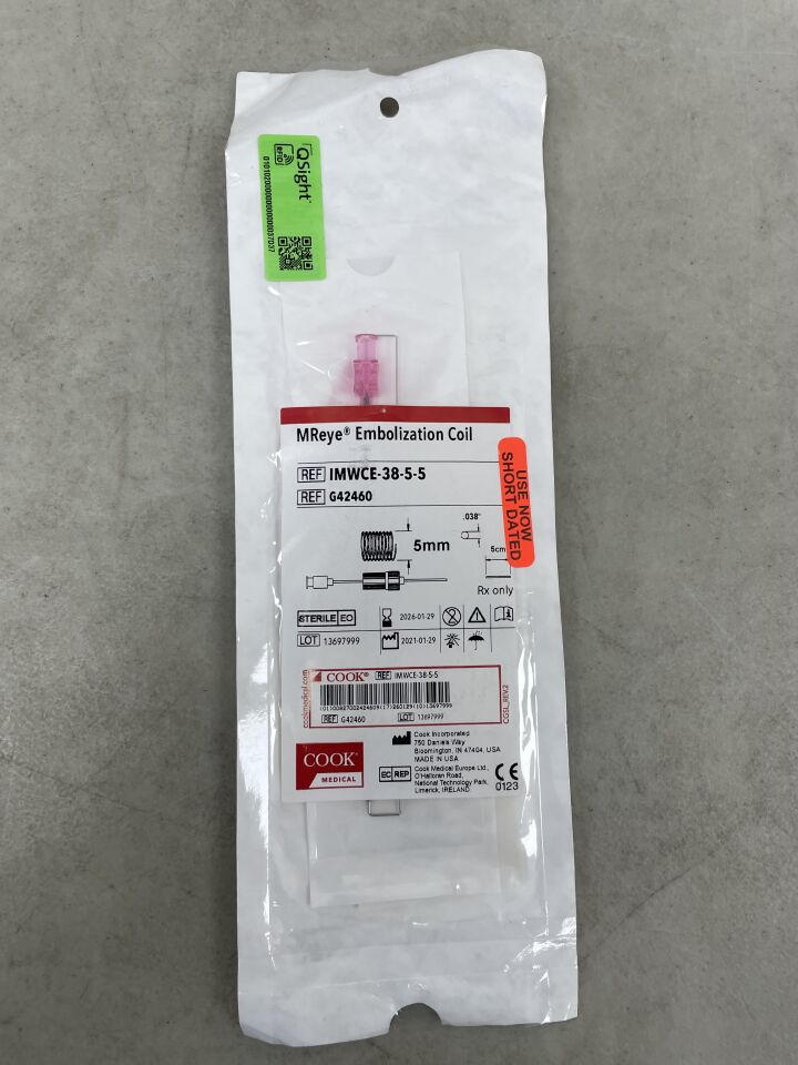 G42460 - COOK - MReye Embolization Coil - IMWCE-38-5-5 - .038" x 5cm x 5mm, (EA) - ( Expiry Date: 2026-01-29 )