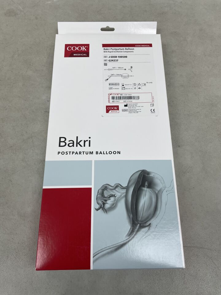 G24237 - COOK - Bakri Postpartum Balloon With Rapid Instillation Components, 24 Fr Catheter Size, 54 cm Length, 500 mL Balloon Volume, (BX/1) - ( Expiry Date: 2026-01-25 )