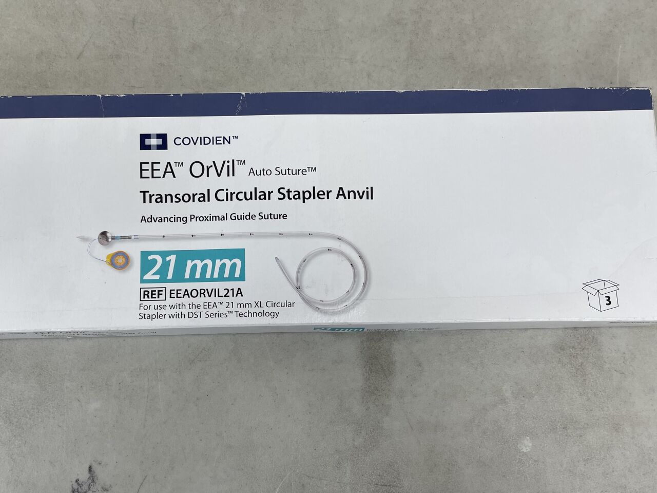 EEAORVIL21A - COVIDIEN - EEA OrVil Single-Use Pre-titled Anvil Circular Stapler with DST Series Technology, 21 mm Size, (BX/3) - ( Expiry Date: 2025-06-30 )