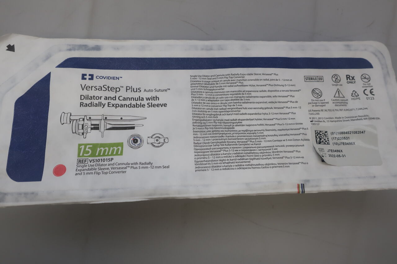 VS101015P - COVIDIEN - VersaStep Plus Standard Bladeless Trocar with Cannula, Dilator with Radially Expandable Sleeve, 15 mm Size, (EA) - ( Expiry Date: 2025-10-31 )