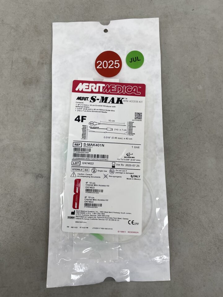 S-MAK401N - MERIT MEDICAL - S-MAK Stiffened Mini Access Kit NT/PT 4F, (EA) - ( Expiry Date: 2025-07-25 )