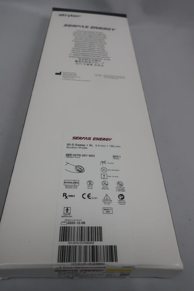 0279-351-653 - STRYKER - Serfas 50-S Sweep XL Suction Probe 3.5mm x 180mm, (BX/1) - ( Expiry Date: 2026-03-14 )
