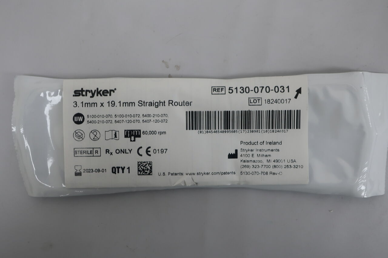 5130-070-031 - STRYKER - Straight Router Burr, 3.1 dia. x 19.1 mm Head Length, (EA) - ( Expiry Date: 2026-01-01 )