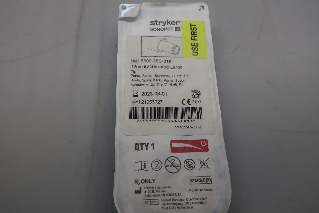 5500-25S-316 - STRYKER - Sonopet IQ 12cm Serrated Large Tip, (EA) - ( Expiry Date: 2025-08-01 )