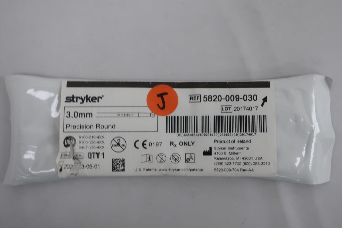 5820-009-030 - STRYKER - Precision Round Flute Burr with RIM Glide Technology, 3 mm, (EA)