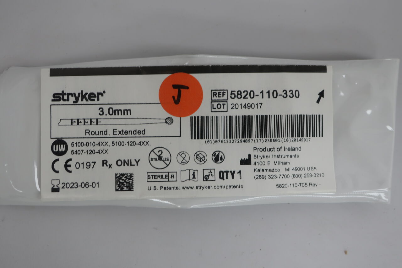 5820-110-330 - STRYKER - Round Extended Burr, 3 mm, (EA) - ( Expiry Date: 2024-06-01 )