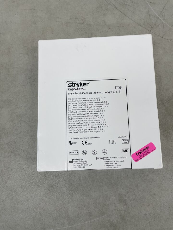 CAT00224 - STRYKER - Pivot Medical Transport Cannula, 8 mm Size, 7, 8, 9 Length, (BX/1) - ( Expiry Date: 2025-09-21 )
