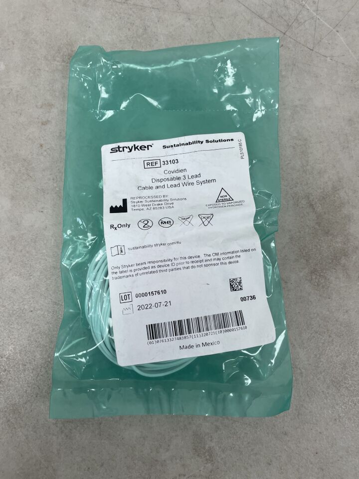 33103 - STRYKER - COVIDIEN, 3 Lead Cable and Lead Wire System, 10 Feet (Reprocessed), (EA)