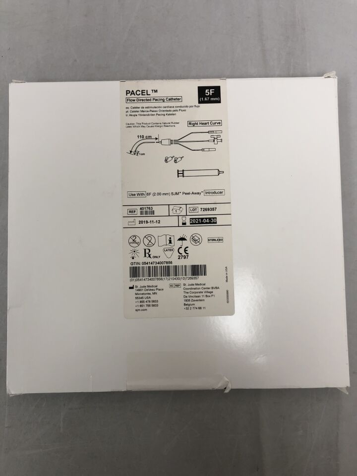 401763 - ABBOTT - PACEL Flow Directed Pacing Catheter, Right Heart Curve 5F x 110cm, (BX/1) - ( Expiry Date: 2026-02-28 )