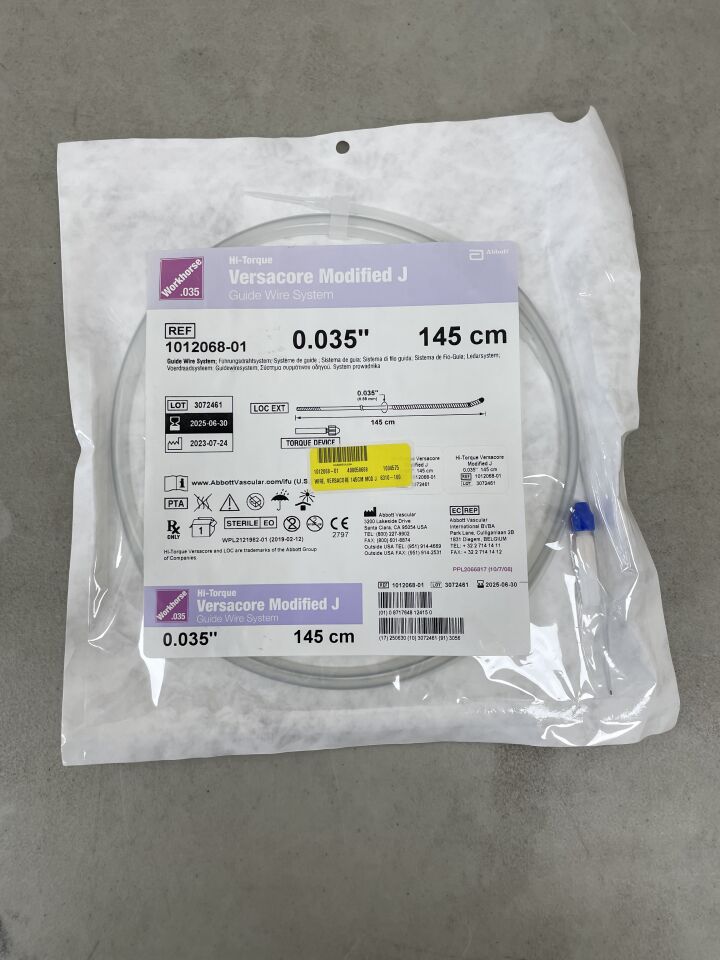 1012068-01 - ABBOTT - Hi-Torque Versacore Modified J Guide Wire System, 0.035", 145 cm, (EA) - ( Expiry Date: 2025-06-30 )