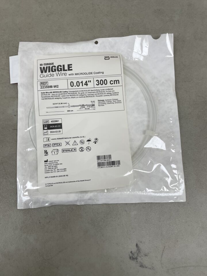 22359M-W2 - ABBOTT - Hi-Torque Wiggle Guide Wire, MicroGlide: 0.014" x 300cm, 2cm Tip, (EA) - ( Expiry Date: 2026-01-31 )