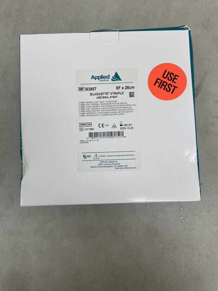 B3857 - APPLIED MEDICAL RESOURCES - Silhouette XtraFlo Ureteral Stent, 6 Fr dia. x 26 cm Length, (BX/1) - ( Expiry Date: 2025-10-25 )
