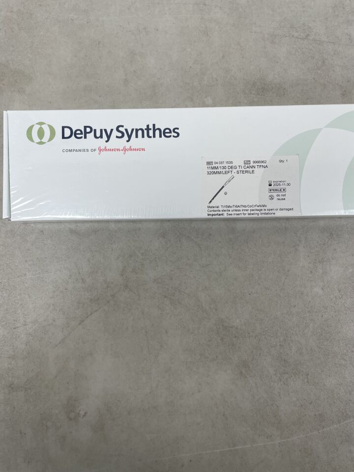 04.037.153S - DEPUY - Titanium Left Cannulated Long Nail, 11 dia. x 320 mm Length, 130 Degree Femoral Neck Angle, (BX/1) - ( Expiry Date: 2025-11-30 )